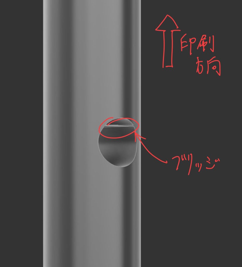支柱の穴に設けたブリッジ